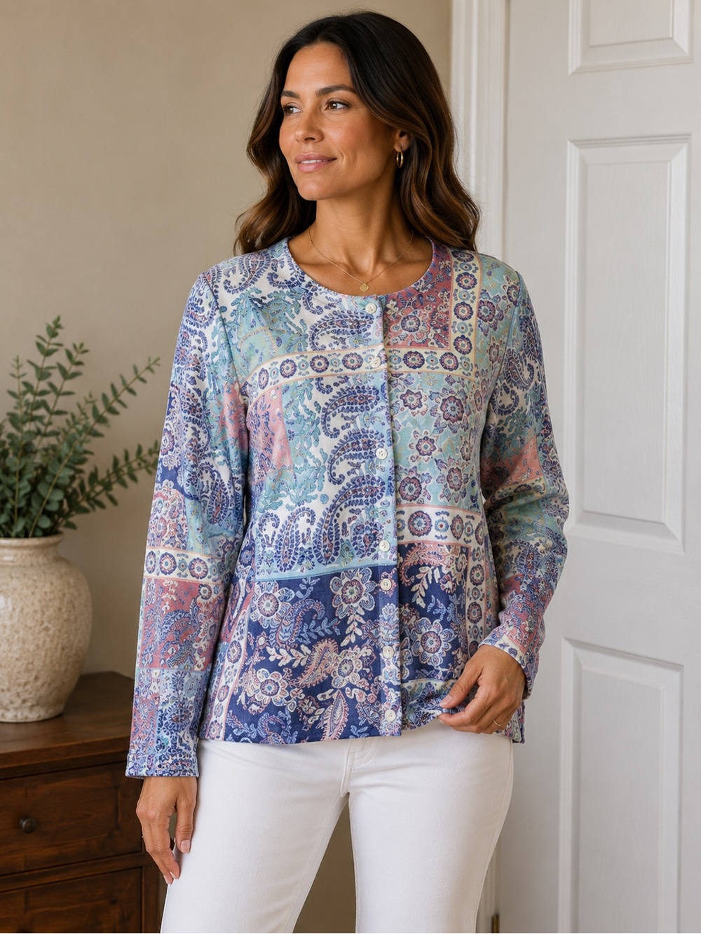 Women’s Cable & Gauge Button Up Sweater Size XL